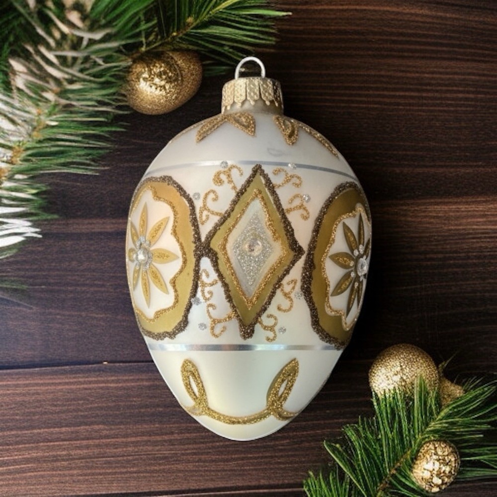 Lauscha Glas Creation Krebs Germany VTG 5" Blown Glass Christmas Ornament EUC